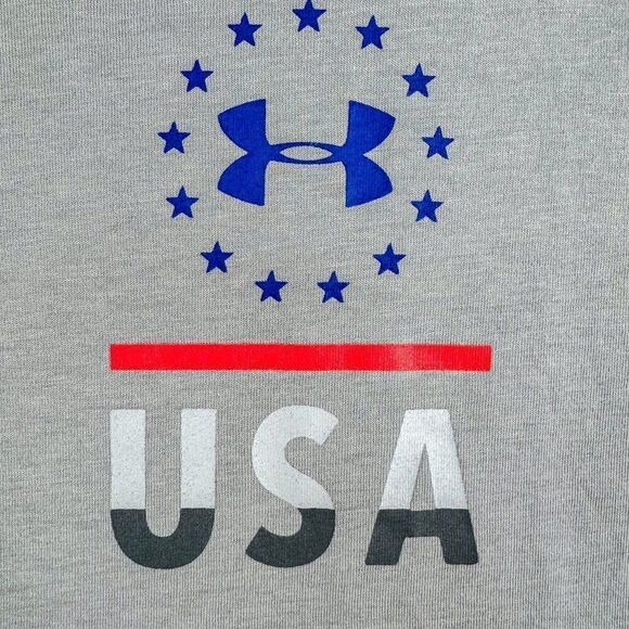 Under Armor Patriotic T-Shirt Mens XXL Gray Heatgear Loose Tee Athletic Gym Run‎ - Picture 3 of 14